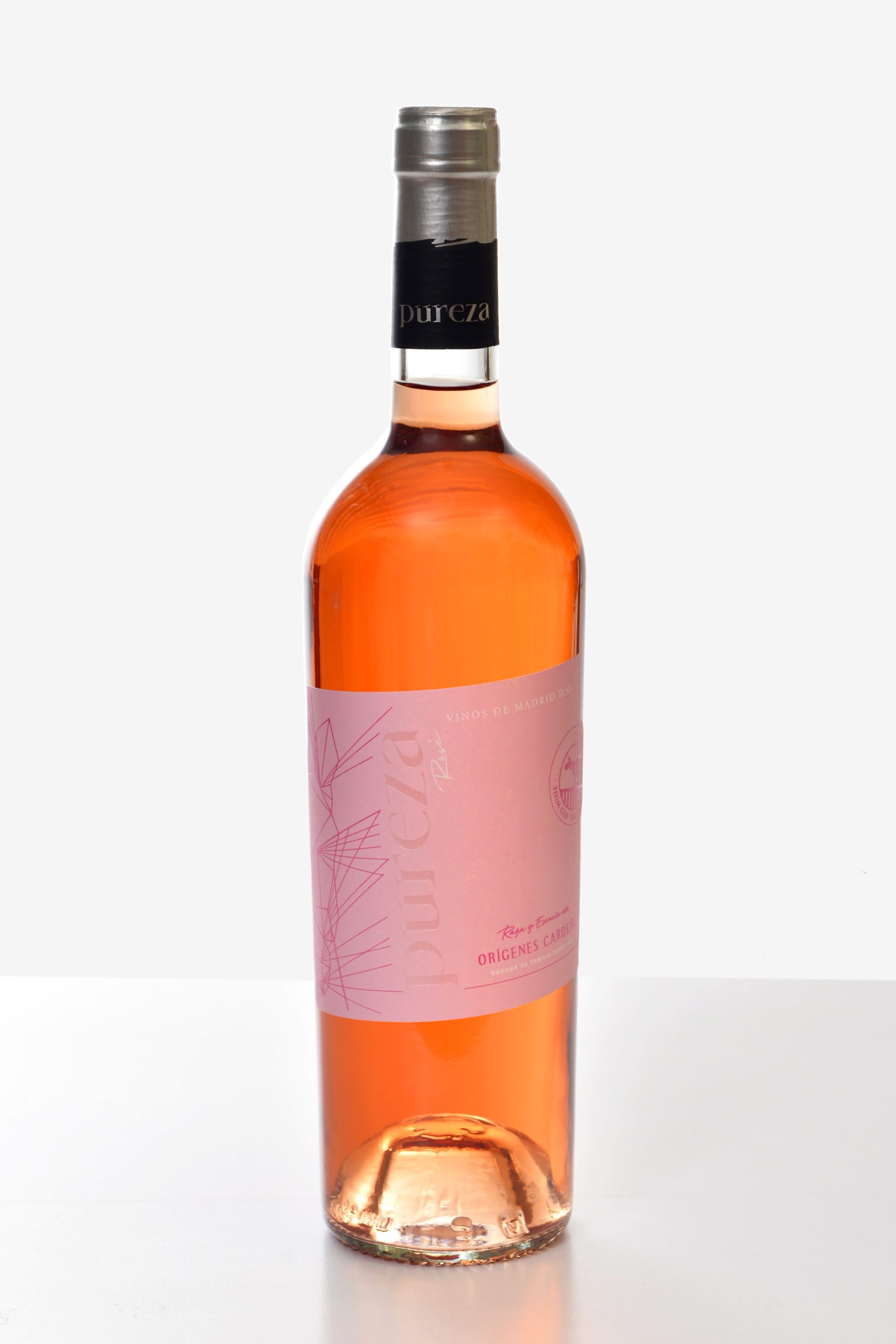 Botella de vino rosado Pureza con DO Vino de Madrid